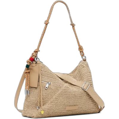 Damentasche aus Raffia Desigual Half Logo Leiria Beige TU Femme Damentasche aus Raffia Desigual Half Logo Leiria Beige TU Femme