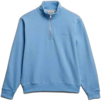 Frauenpullover mit Stehkragen und gesticktem Logo Superdry Essential Bleu 2XS Femme Frauenpullover mit Stehkragen und gesticktem Logo Superdry Essential Bleu 2XS Femme