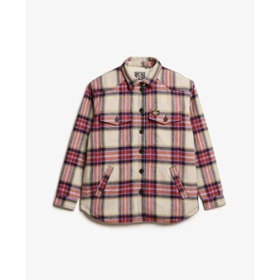 Damen-Karomuster-Schal aus Lammfell Superdry Marron S Femme Damen-Karomuster-Schal aus Lammfell Superdry Marron S Femme