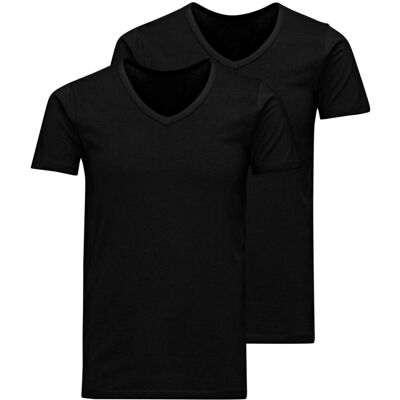 V-Ausschnitt T-Shirt Jack & Jones Basic (x2) Schwarz M Homme V-Ausschnitt T-Shirt Jack & Jones Basic (x2) Schwarz M Homme