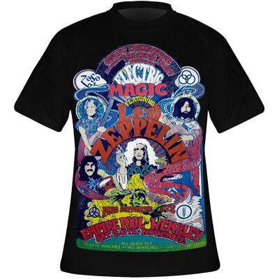 T-Shirt Rock à Gogo Led Zeppelin Full Colour Electric Magic Schwarz 2XL Homme T-Shirt Rock à Gogo Led Zeppelin Full Colour Electric Magic Schwarz 2XL Homme