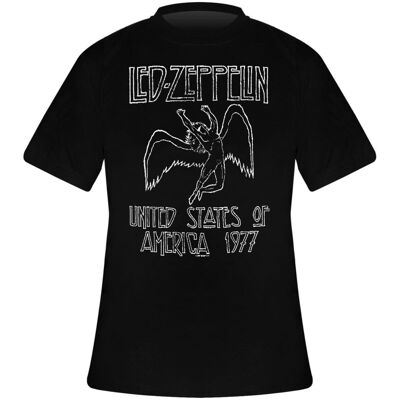 T-Shirt Rock à Gogo Led Zeppelin Usa 1977 Schwarz XL Homme T-Shirt Rock à Gogo Led Zeppelin Usa 1977 Schwarz XL Homme
