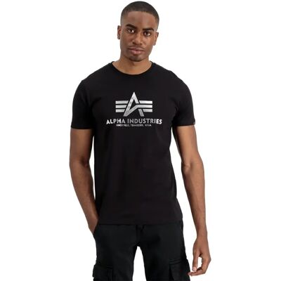 T-shirt Alpha Industries Basic Foil Print Noir L Homme T-shirt Alpha Industries Basic Foil Print Noir L Homme