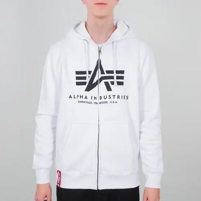 Kapuzenpulli Alpha Industries Basic Zip Blanc XL Homme Kapuzenpulli Alpha Industries Basic Zip Blanc XL Homme