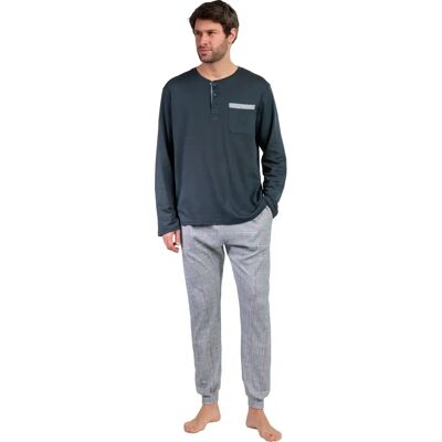 Pyjama Oberteil mit langen Ärmeln und Hose mit langen Ärmeln und Hose Admas Harris Gris L Homme Pyjama Oberteil mit langen Ärmeln und Hose mit langen Ärmeln und Hose Admas Harris Gris L Homme