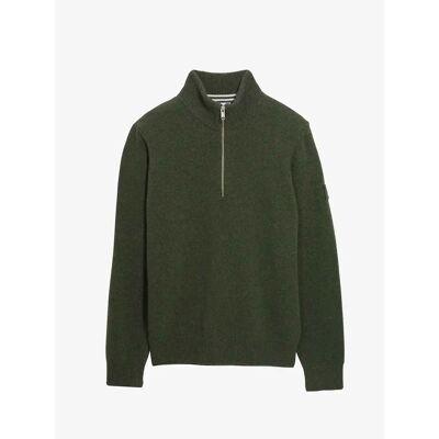 Pullover mit Stehkragen und Halbreißverschluss aus Polyamid-Wolle Aigle Esssential Vert XL Homme Pullover mit Stehkragen und Halbreißverschluss aus Polyamid-Wolle Aigle Esssential Vert XL Homme