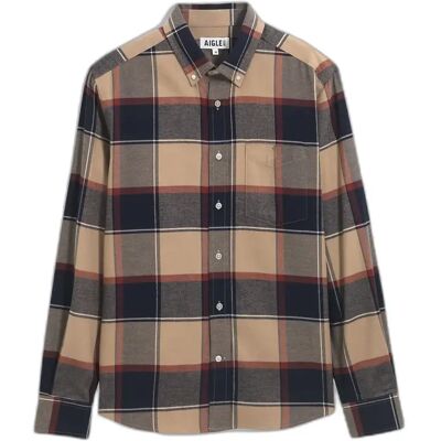 Kariertes Hemd mit langen Ärmeln Aigle Marron M Homme Kariertes Hemd mit langen Ärmeln Aigle Marron M Homme