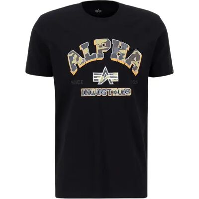 T-Shirt Alpha Industries College Camo Noir L Homme T-Shirt Alpha Industries College Camo Noir L Homme