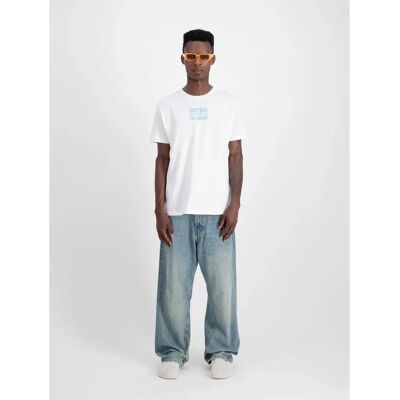 Satin-Logo-T-Shirt Alpha Industries Blanc L Homme Satin-Logo-T-Shirt Alpha Industries Blanc L Homme