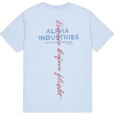 T-Shirt mit Druck auf dem Rücken Alpha Industries Signature Bleu M Homme T-Shirt mit Druck auf dem Rücken Alpha Industries Signature Bleu M Homme