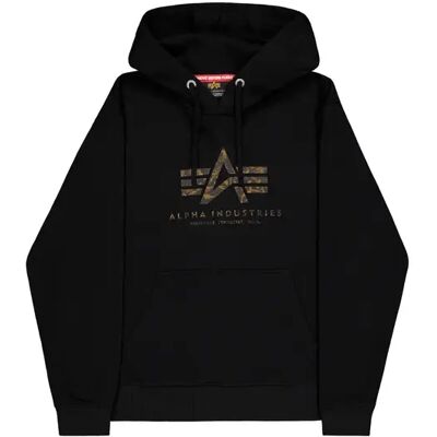 Hoodie Alpha Industries Basic Big Logo Effect Print Noir XL Homme Hoodie Alpha Industries Basic Big Logo Effect Print Noir XL Homme