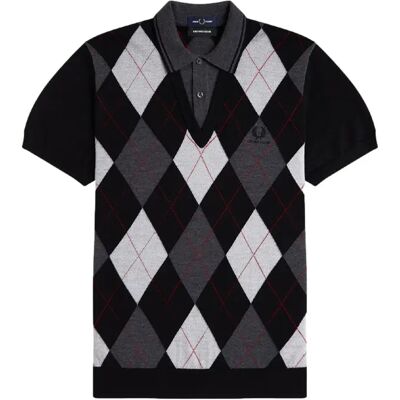 Argyle-Muster Polo-Shirt Fred Perry Noir S Homme Argyle-Muster Polo-Shirt Fred Perry Noir S Homme