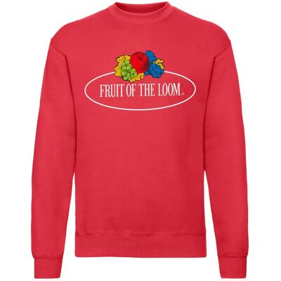 Pullover Fruit of the Loom Vintage Large Logo Print Rouge S Mixte Pullover Fruit of the Loom Vintage Large Logo Print Rouge S Mixte