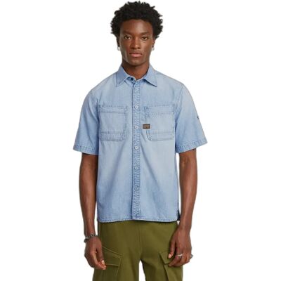 Jeanshemd mit schrägen Doppeltaschen G-Star Bleu S Homme Jeanshemd mit schrägen Doppeltaschen G-Star Bleu S Homme