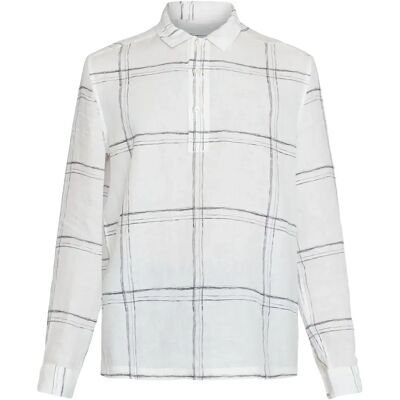 Langarmshirt KnowledgeCotton Apparel Loose linen printed Blanc S Homme Langarmshirt KnowledgeCotton Apparel Loose linen printed Blanc S Homme