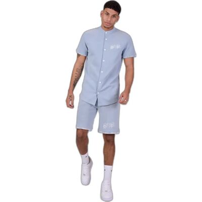 Hemd mit Mao-Kragen Project X Paris Style maille Bleu XS Homme Hemd mit Mao-Kragen Project X Paris Style maille Bleu XS Homme