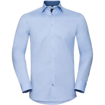 Maßgeschneiderte Langarmhemd mit kontrastierendem Fischgrätmuster Russell Athletic Bleu L Homme Maßgeschneiderte Langarmhemd mit kontrastierendem Fischgrätmuster Russell Athletic Bleu L Homme