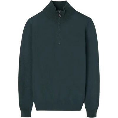 Pullover mit Stehkragen 1/4 Reißverschluss aus Mischwolle Silbon Vert S Homme Pullover mit Stehkragen 1/4 Reißverschluss aus Mischwolle Silbon Vert S Homme