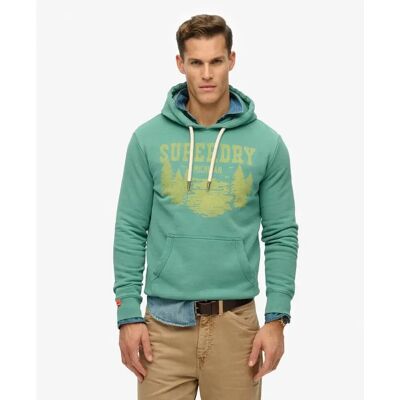 Einfarbiger, lässiger Kapuzenpullover Superdry Lo-Fi Outdoor Vert S Homme Einfarbiger, lässiger Kapuzenpullover Superdry Lo-Fi Outdoor Vert S Homme