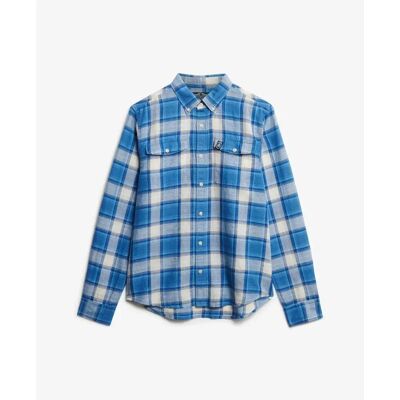 Kariertes Hemd mit langen Ärmeln Superdry The Merchant Store Bleu XL Homme Kariertes Hemd mit langen Ärmeln Superdry The Merchant Store Bleu XL Homme