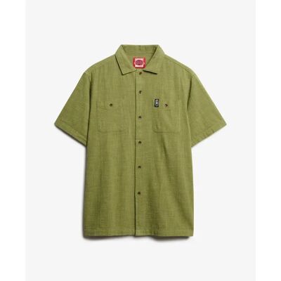Strukturierte Kurzarmbluse Superdry The Merchant Store Vert XL Homme Strukturierte Kurzarmbluse Superdry The Merchant Store Vert XL Homme