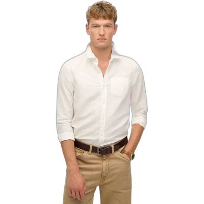 Langarmhemd aus Baumwoll-Leinen Superdry Blanc 2XL Homme Langarmhemd aus Baumwoll-Leinen Superdry Blanc 2XL Homme
