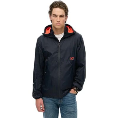 Wasserdichte Jacke mit Kapuze und Logo Superdry Bleu M Homme Wasserdichte Jacke mit Kapuze und Logo Superdry Bleu M Homme