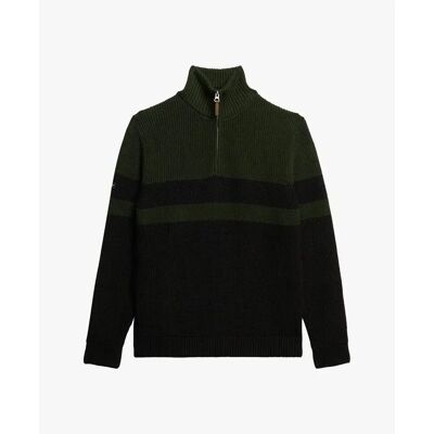 Gestreifter Pullover mit Reißverschlusskragen Superdry Classic Vert M Homme Gestreifter Pullover mit Reißverschlusskragen Superdry Classic Vert M Homme