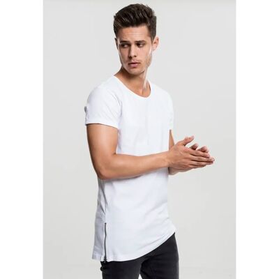 Urban Classics T-Shirt Urban Classic long shaped zip Blanc S Homme Urban Classics T-Shirt Urban Classic long shaped zip Blanc S Homme