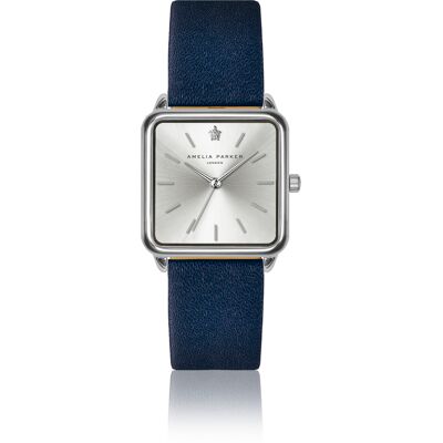 Lederuhr Frau Amelia Parker Plaza Dark blue Silber 28 mm Femme Lederuhr Frau Amelia Parker Plaza Dark blue Silber 28 mm Femme
