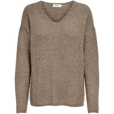 Damen Pullover mit V-Ausschnitt Only Camilla Beige S Femme Damen Pullover mit V-Ausschnitt Only Camilla Beige S Femme