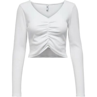 Langärmeliges Damen-Crop-Top mit V-Ausschnitt Only onlkenya life Blanc XS Femme Langärmeliges Damen-Crop-Top mit V-Ausschnitt Only onlkenya life Blanc XS Femme