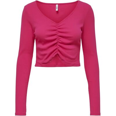 Langärmeliges Damen-Crop-Top mit V-Ausschnitt Only onlkenya life Rose S Femme Langärmeliges Damen-Crop-Top mit V-Ausschnitt Only onlkenya life Rose S Femme