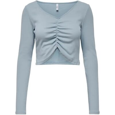 Langärmeliges Damen-Crop-Top mit V-Ausschnitt Only onlkenya life Bleu S Femme Langärmeliges Damen-Crop-Top mit V-Ausschnitt Only onlkenya life Bleu S Femme