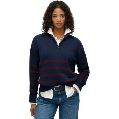 Pullover mit Stehkragen für Damen Superdry Bleu XS Femme Pullover mit Stehkragen für Damen Superdry Bleu XS Femme