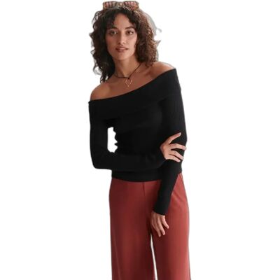 Pullover mit schulterfreien Ärmeln für Damen 24 Colours Noir 36 Femme Pullover mit schulterfreien Ärmeln für Damen 24 Colours Noir 36 Femme