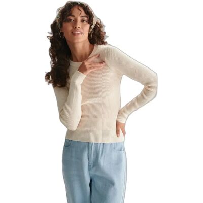 Gerippter Pullover Damen 24 Colours Blanc 38 Femme Gerippter Pullover Damen 24 Colours Blanc 38 Femme
