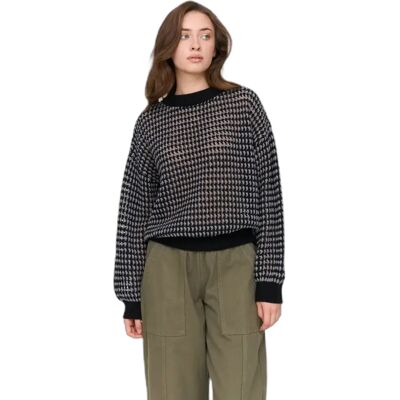 Houndstooth-Muster Pullover Damen 24 Colours Noir 36 Femme Houndstooth-Muster Pullover Damen 24 Colours Noir 36 Femme
