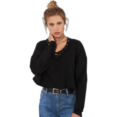 Pull col V lace femme 24 Colours Noir 34 Femme Pull col V lace femme 24 Colours Noir 34 Femme