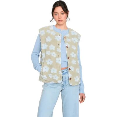Ärmelloser floraler Plüsch-Cardigan Damen 24 Colours Vert 38 Femme Ärmelloser floraler Plüsch-Cardigan Damen 24 Colours Vert 38 Femme