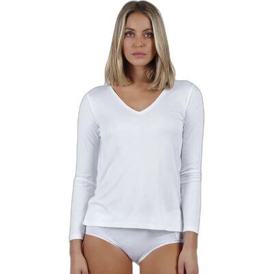 Damen Langarmshirt weich und warm Admas Blanc M Femme Damen Langarmshirt weich und warm Admas Blanc M Femme