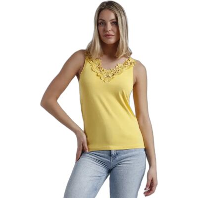 T-Shirt mit Spitzenkragen für Damen Admas Jaune S Femme T-Shirt mit Spitzenkragen für Damen Admas Jaune S Femme