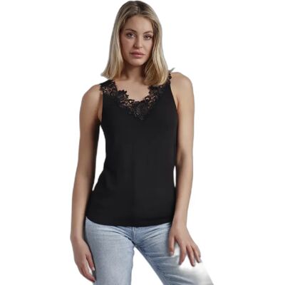 T-Shirt mit Spitzenkragen für Damen Admas Noir M Femme T-Shirt mit Spitzenkragen für Damen Admas Noir M Femme
