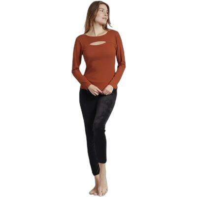 Langarm Wärmet-Shirt mit Rippenöffnung für Damen Admas Marron XL Femme Langarm Wärmet-Shirt mit Rippenöffnung für Damen Admas Marron XL Femme