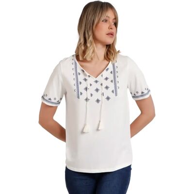 T-Shirt mit Bündchen für Damen Admas Blanc M Femme T-Shirt mit Bündchen für Damen Admas Blanc M Femme
