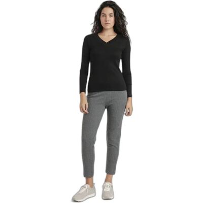 Damen Langarm-T-Shirt mit V-Ausschnitt Admas Noir M Femme Damen Langarm-T-Shirt mit V-Ausschnitt Admas Noir M Femme