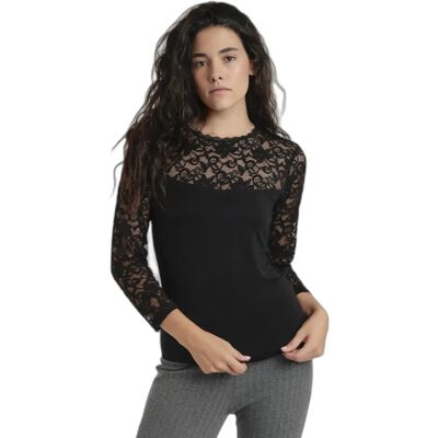 Damen Langarm-T-Shirt aus Spitze Admas Noir XL Femme Damen Langarm-T-Shirt aus Spitze Admas Noir XL Femme