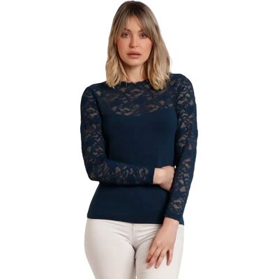 Damen Langarm-T-Shirt aus Spitze Admas Bleu XL Femme Damen Langarm-T-Shirt aus Spitze Admas Bleu XL Femme