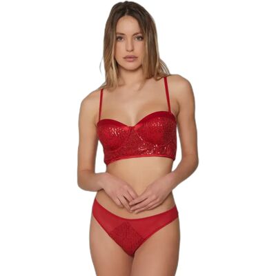 Damen-Set aus Pailletten-Corsage und -Höschen Admas Carioca Rouge 80B Femme Damen-Set aus Pailletten-Corsage und -Höschen Admas Carioca Rouge 80B Femme