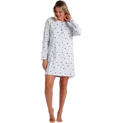 Damen Nachthemd mit langen Ärmeln Admas Cloudy Nights Gris 2XL Femme Damen Nachthemd mit langen Ärmeln Admas Cloudy Nights Gris 2XL Femme